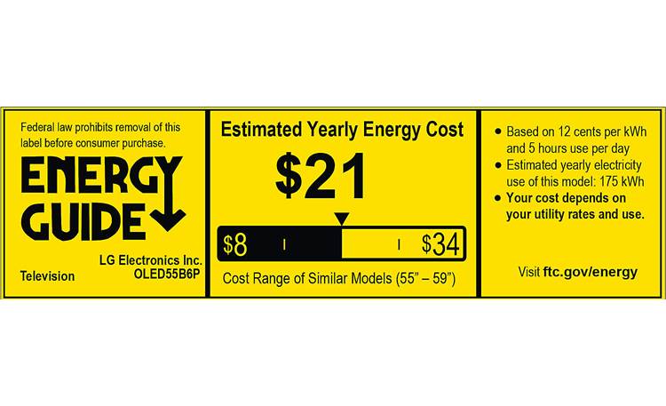 LG OLED55B6P EnergyGuide label