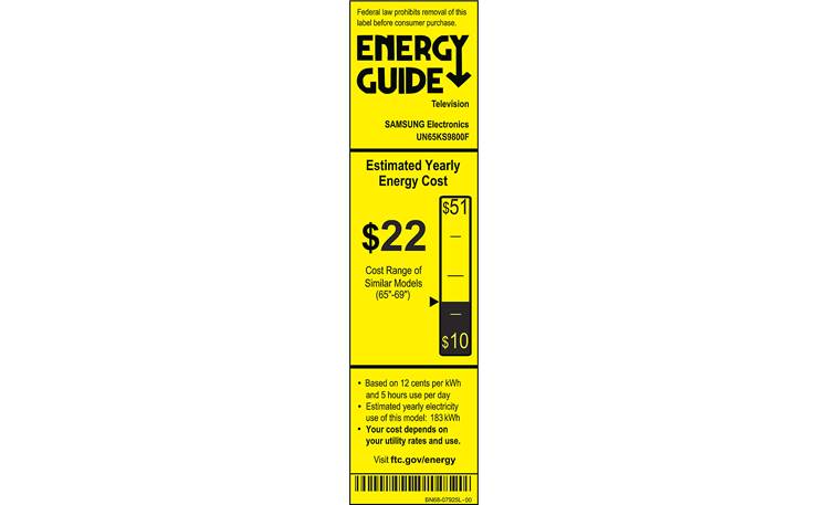 Samsung UN65KS9800 EnergyGuide label