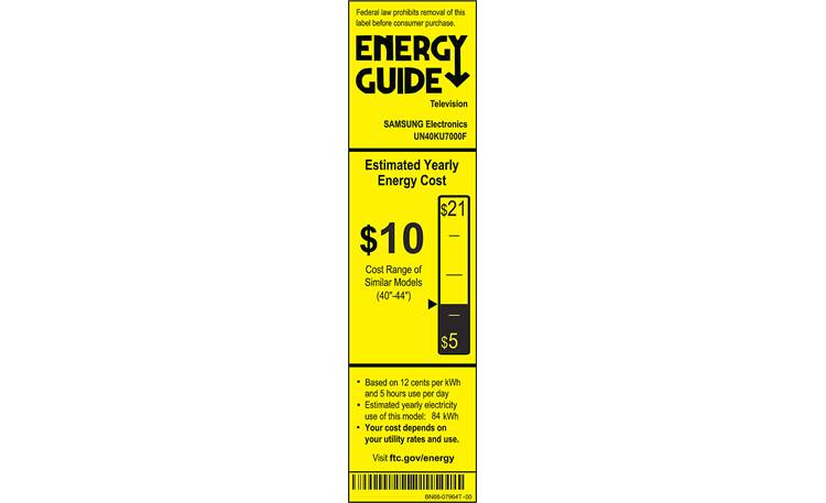 Samsung UN40KU7000 EnergyGuide label