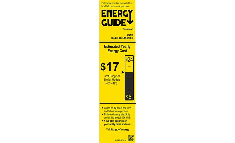 Sony XBR-49X700D Energy Guide