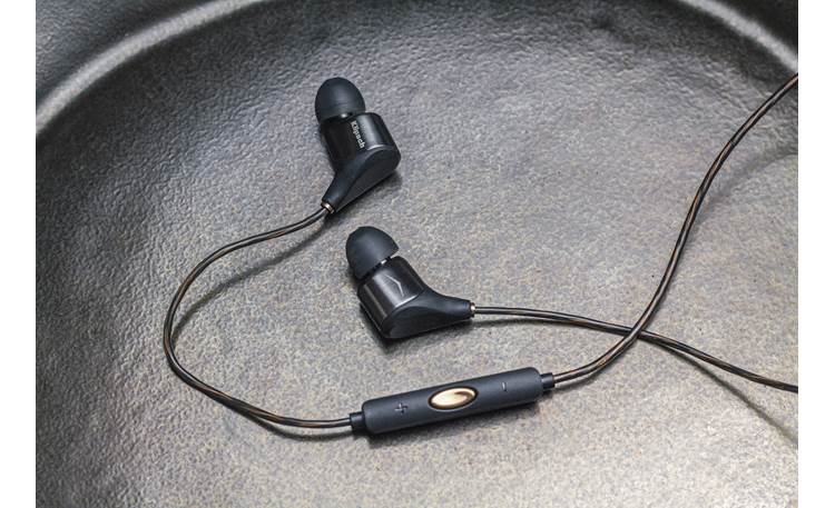 Klipsch XR8i Angled up and tilted inward for a secure comfortable fit
