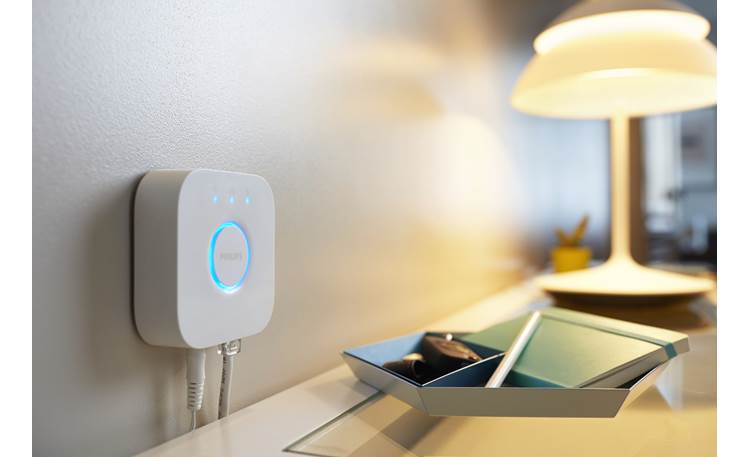Philips Hue A19 Ambiance Starter Kit The wireless bridge gives you easy control of your Hue lights through your phone or tablet