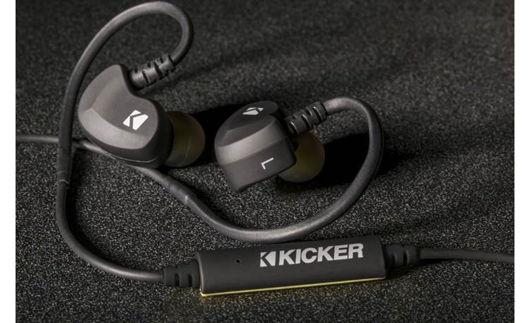 Kicker EB300 A built-in remote lets you control music playback and take calls wirelessly