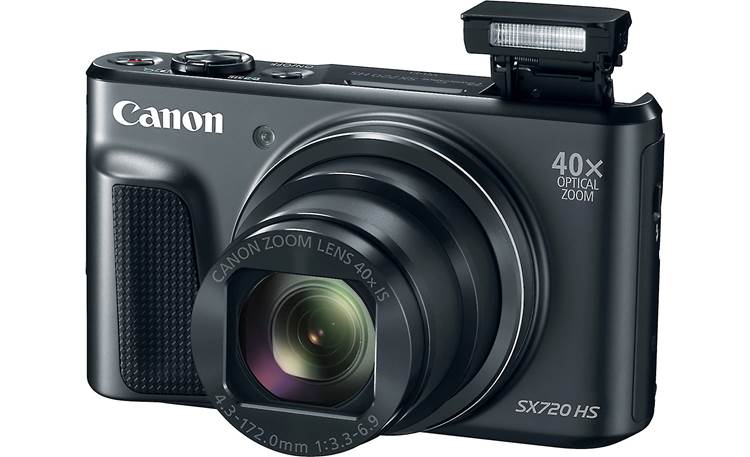 Canon PowerShot SX720 HS Shown with built-in flash deployed
