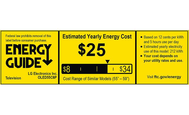 LG OLED55C6P EnergyGuide label