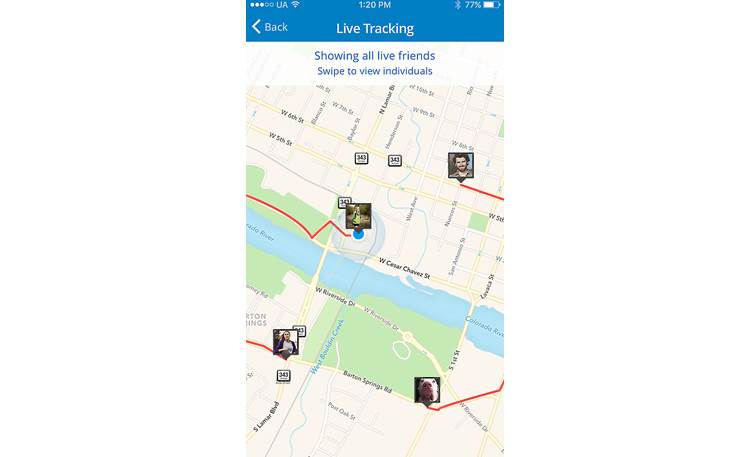 Under Armour® Headphones Wireless — Engineered by JBL Screenshot of GPS live tracking, an MVP feature of the MapMyFitness app