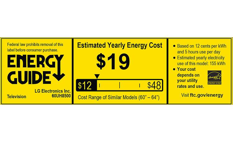LG 60UH8500 EnergyGuide label