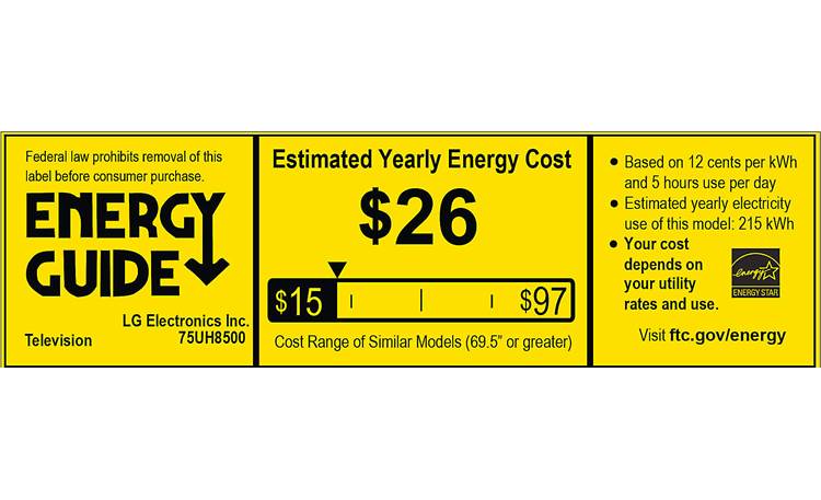 LG 75UH8500 EnergyGuide label