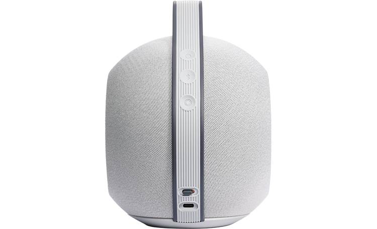 Devialet Mania Control buttons, USB-C port, and microphone switch