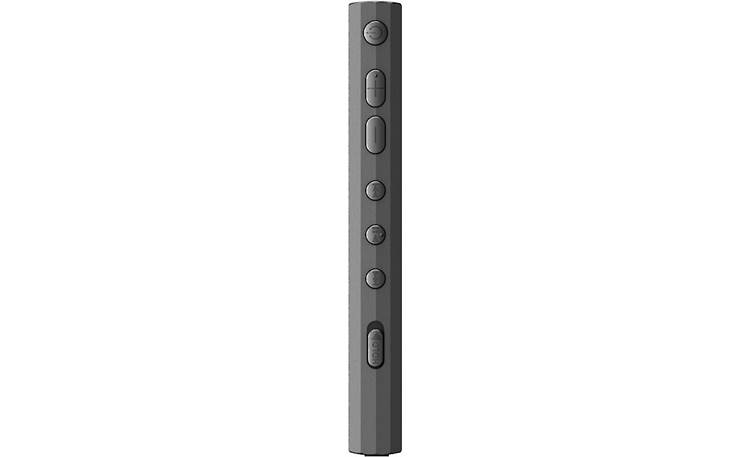 Sony NW-A306 Walkman® Side view, showing onboard controls for volume, track selection, and power