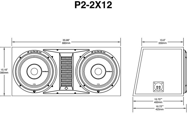 Rockford Fosgate P2-2X12 Dimensions