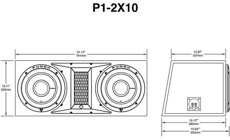 Rockford Fosgate Punch P1-2X10 Dimensions