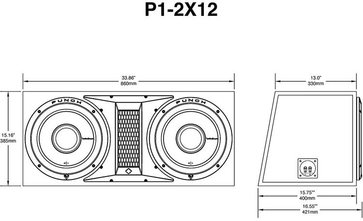 Rockford Fosgate Punch P1-2X12 Dimensions