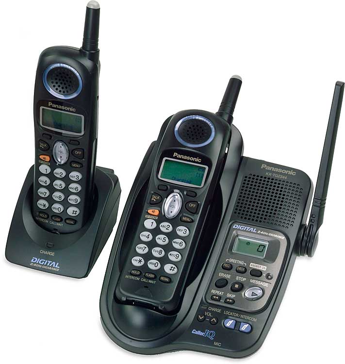 Panasonic KX-TG2344B 2.4 GHz dual-handset cordless phone with digital