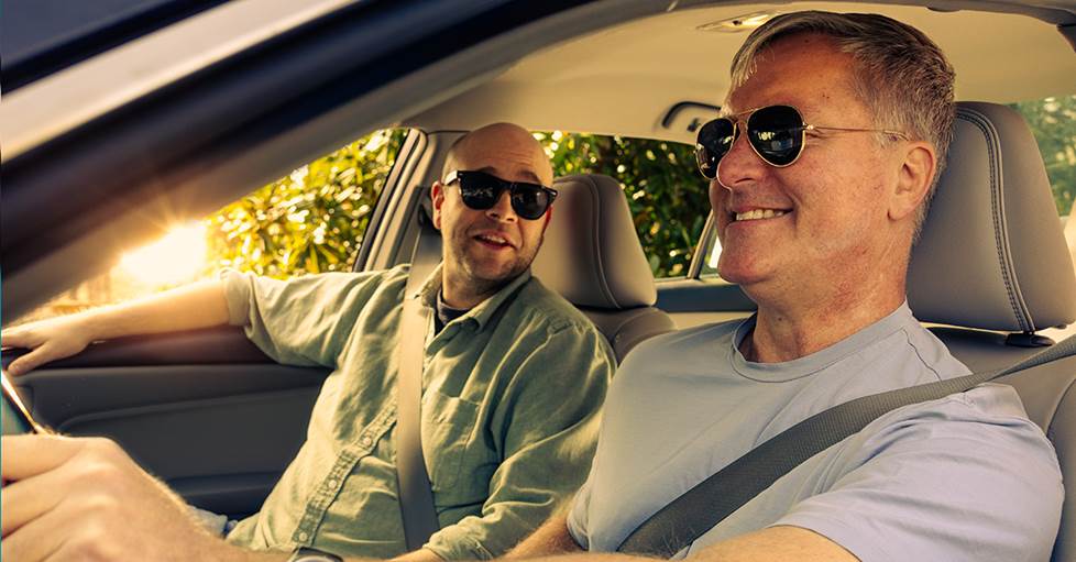 Jeff and Dave enjoying Atmos sound from the Pioneer Sphera in Dave's car