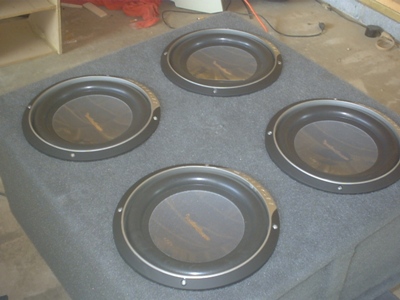 Custom made subwoofer box for the Rockford Fosgate subs.