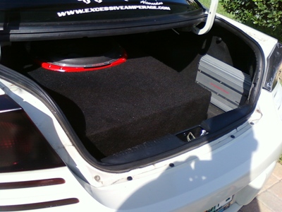 Sub box is a perfect fit in the trunk.