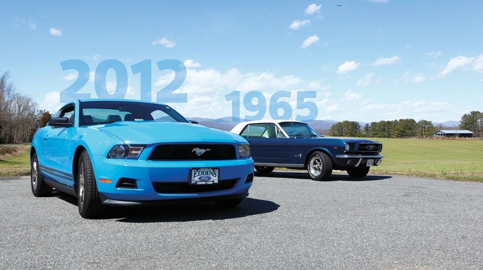 2012 and 1965 Ford Mustang
