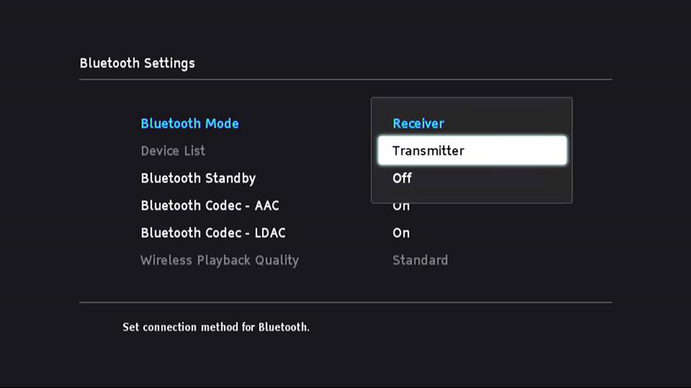 Bluetooth transmitter screen