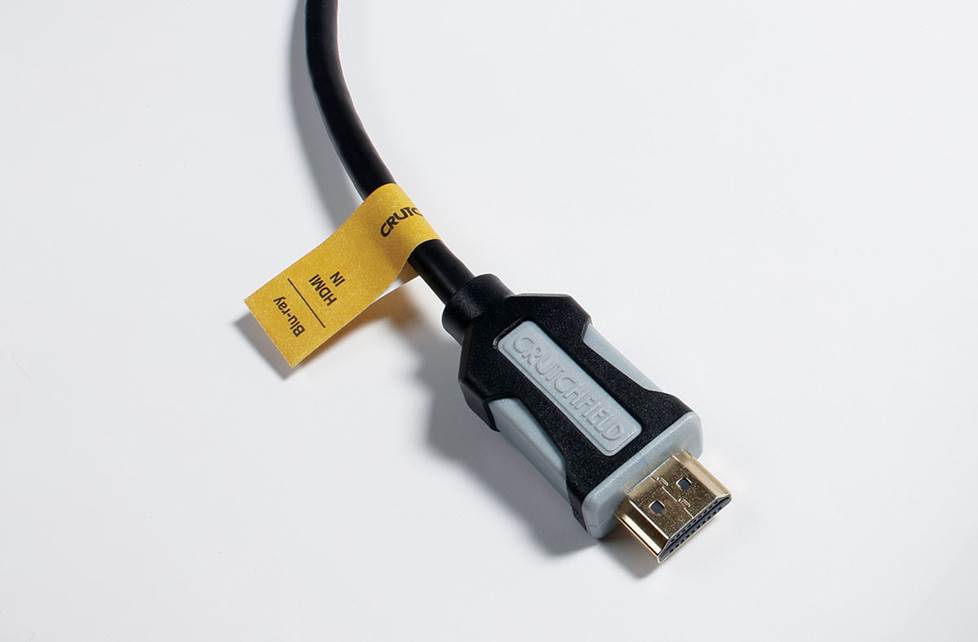 HDMI cable with label attached