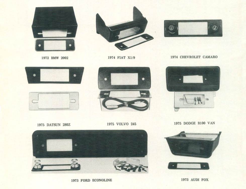 A 1976 listing of dash kits offered by Crutchfield