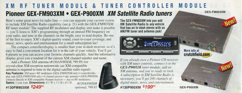 Pioneer GEX-FM903XM XM Satellite Radio tuner