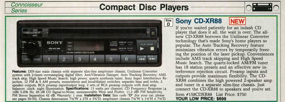 Sony CDX-R88 CD receiver