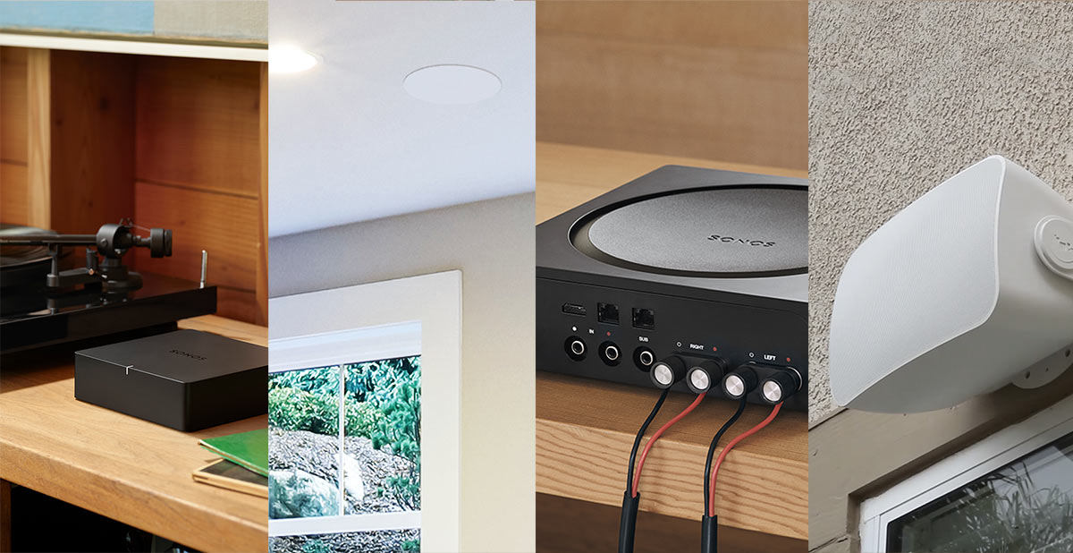 use Sonos with ceiling speakers and outdoor speakers