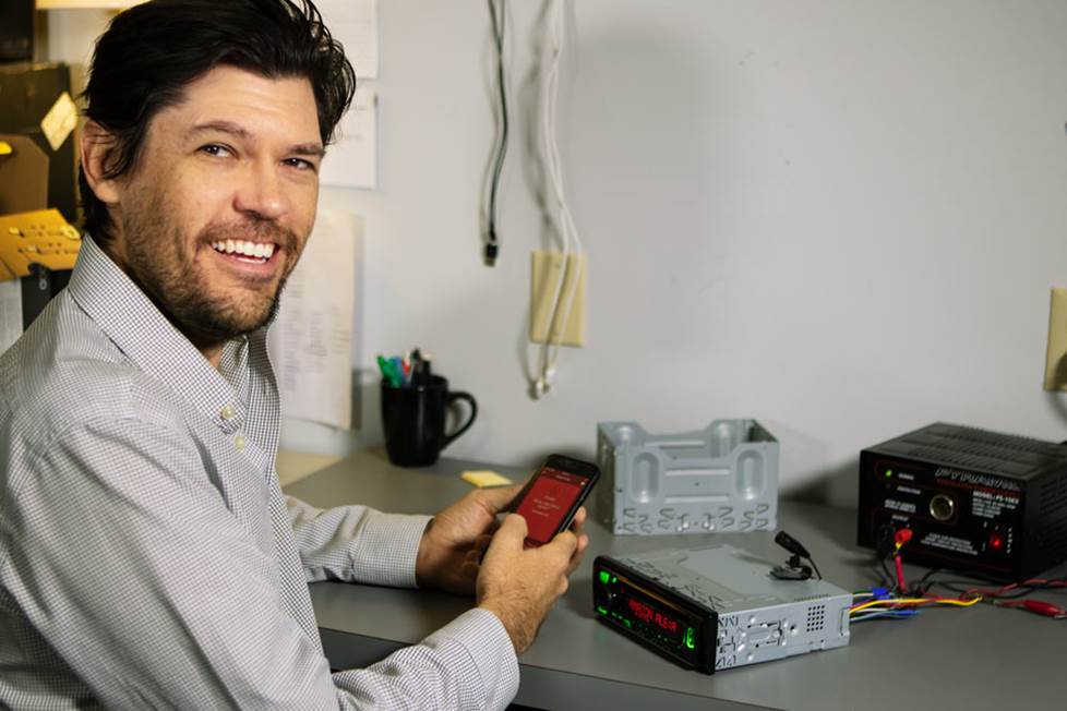 Lex with headunit in lab.