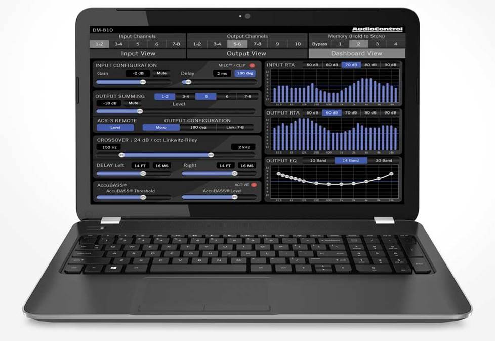 AudioControl-software op laptopdisplay