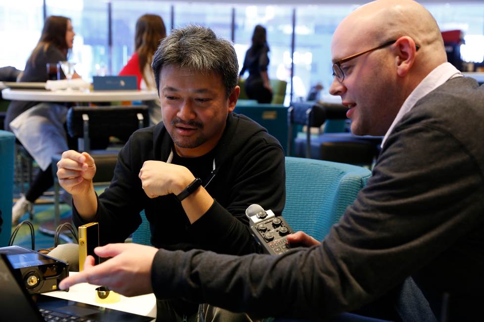 Jeff, talking to Tomo Sato of Sony, at Can jam in New York City back in 2019.