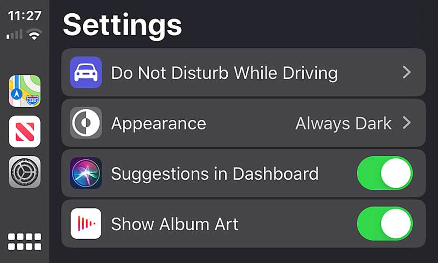 Settings screen