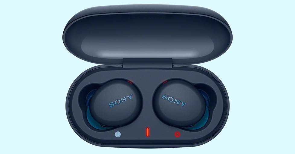 Sony WF-XB700 True wireless headphones with EXTRA BASST in their charging case