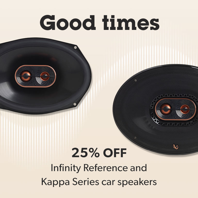 25% off Infinity Reference and Kappa Series car speakers