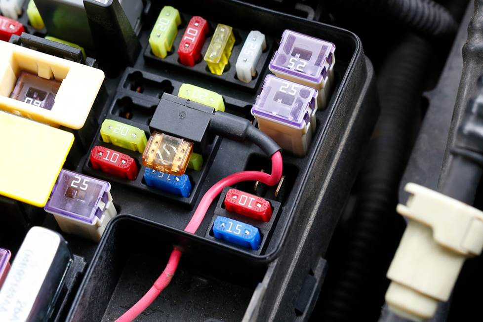 Tap into the fuse box on Jeep Wrangler in engine compartment.