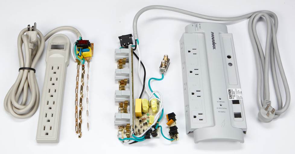photo showing the internal components of a power strip and power protection