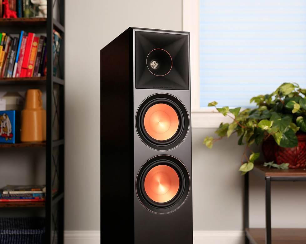 Klipsch Reference Premiere tower speakers in a living room setting