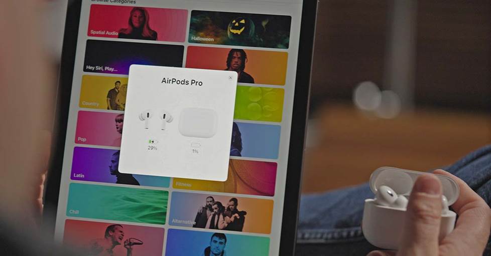 Apple Airpods and iPad with Apple Music
