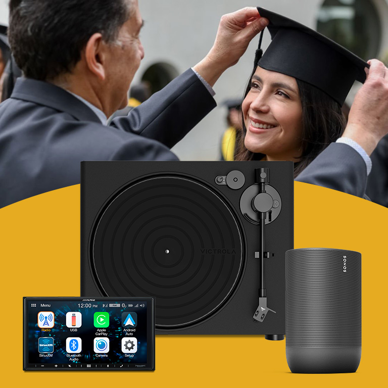 Celebrating graduates and daduates. The most fun gifts are at Crutchfield. We have the gear that's sure to make Dad or that new grad cheer. Get inspired with our list of hand-picked car stereos, headphones, and more. Explore gift ideas.