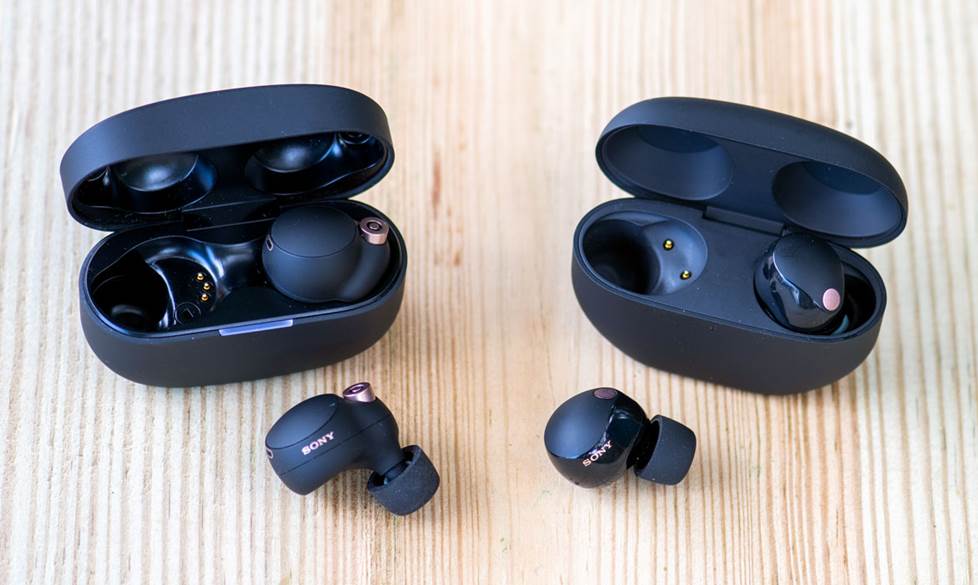 Side-by-side of the older and newer models of earbud.