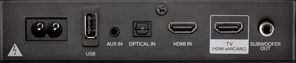 rear panel connections on a sound bar
