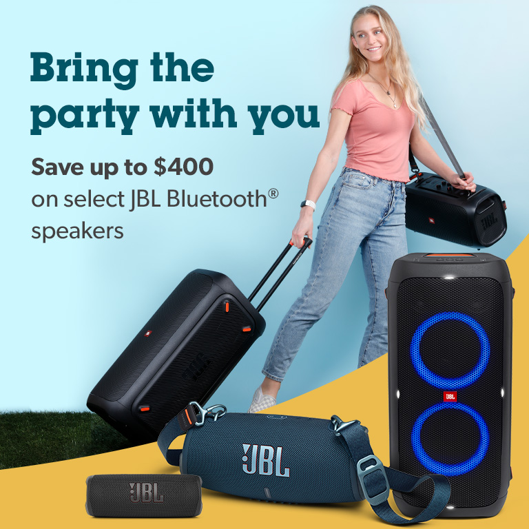 Bring the party with you. Save up to $400 on select JBL Bluetooth speakers.