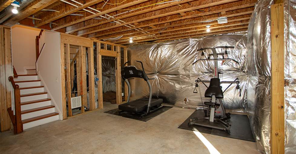 basement area that will become a home theater