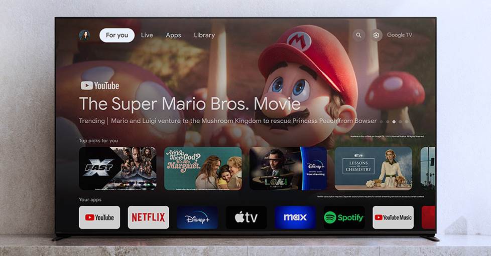 google tv home page showing different streaming services