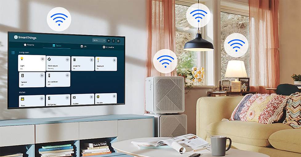 Smart TV showing compatibility with other smart objects in a home.