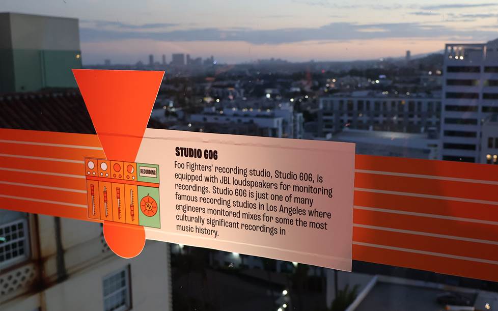 JBL decal about Studio 60 with the LA skyline in the back.
