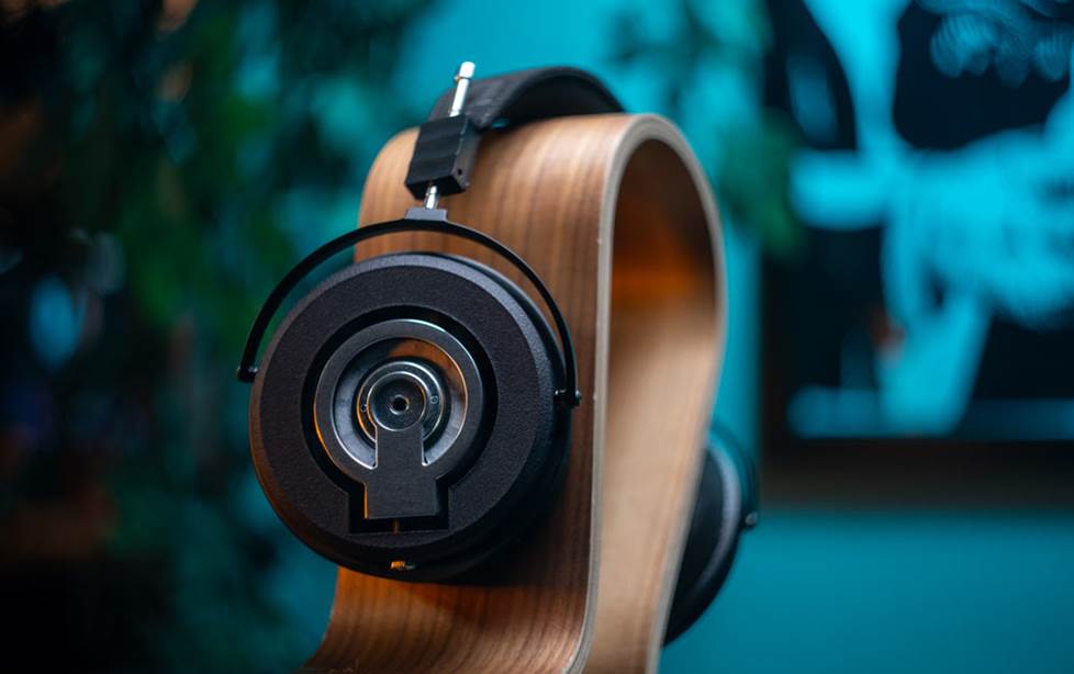 Omega headphones on stand