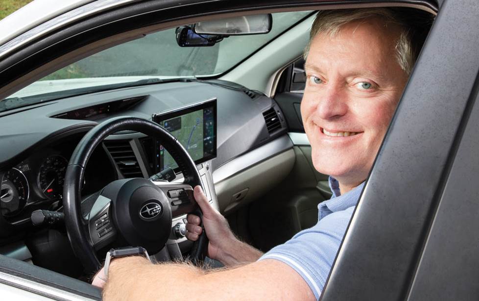 Dave in his car