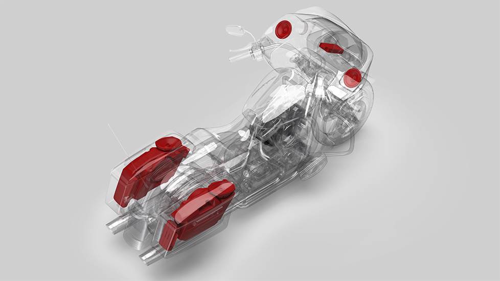 XRAY view of a custom harley davidson speaker fit