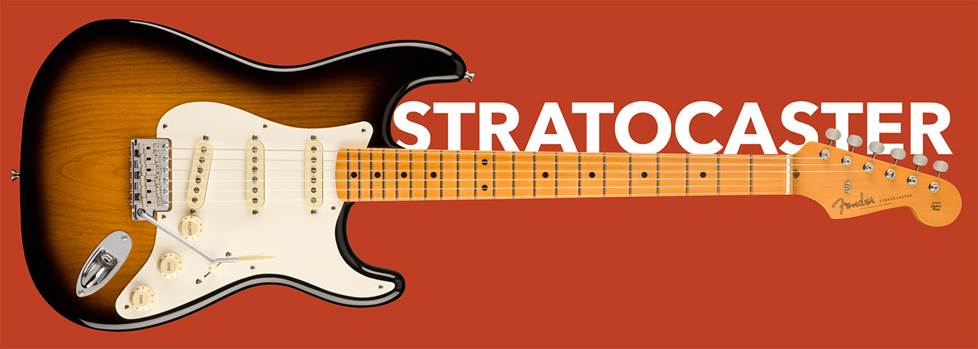 Sunburst Stratocaster on a red background